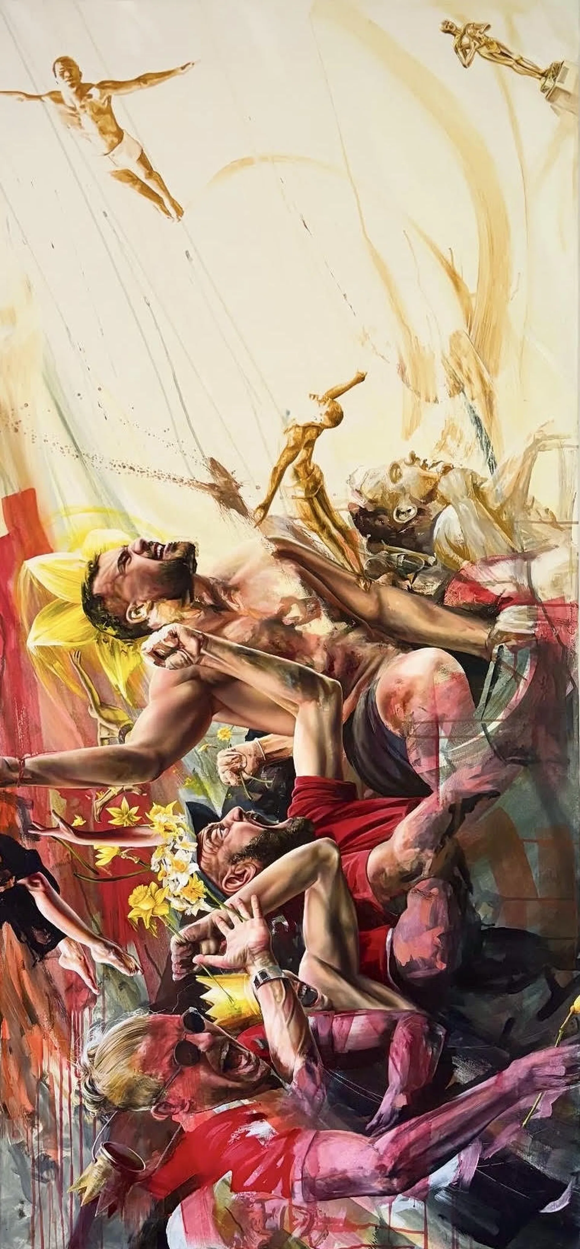 Kraftvoll blüllende Menschenmenge